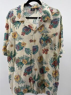 Universal Studios Jurassic Park Hawaiian Button Up Shirt Men's Sz L NWT